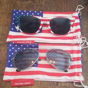 Lot of 2 USA American Flag Sunglasses